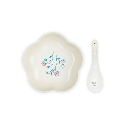 Petite Fleur Flower Dish with Spoon Set 16cm Meringue image number 1